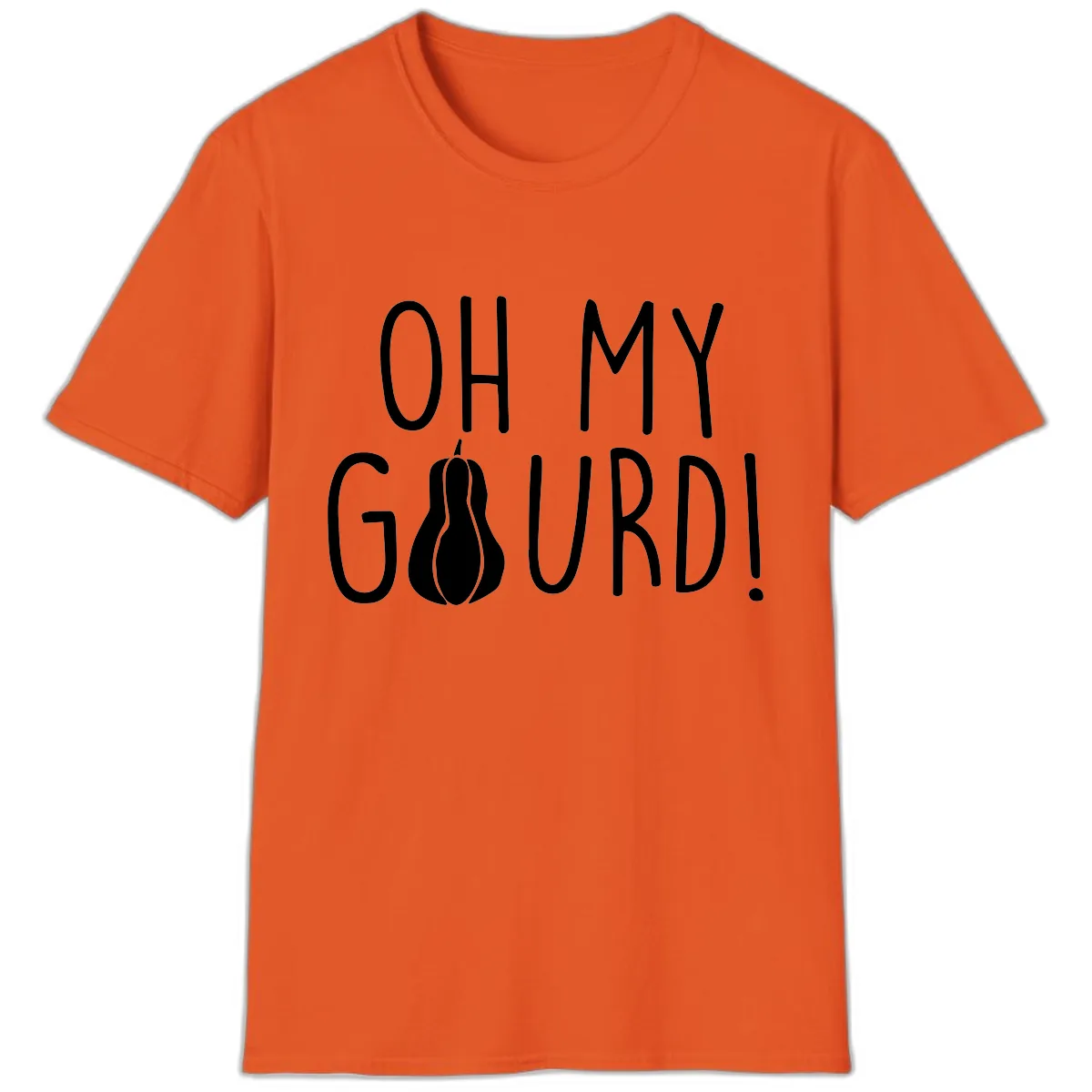 Oh My Gourd Thanksgiving Pun Design T-Shirt in Orange
